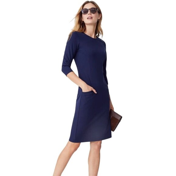J. Mclaughlin Catalyst Dress Navy Catalina Cloth Tone On Tone Animal Texture Pri - Picture 1 of 8